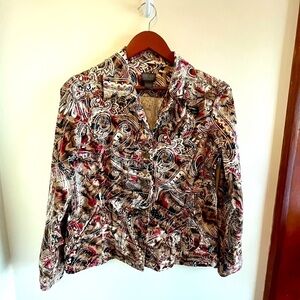 Additions by CHICO’s Cotton Paisley Blazer Lightweight Jacket Sz 0 USA XS (4/6)